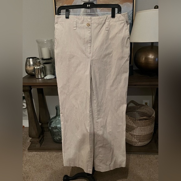2/$35 Talbots Beige with Black Striped Pants size 6 - Picture 1 of 8